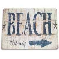 TIN SIGN “Beach This Way” Metal Decor House Cottage Kitchen Store Ranch Bar A237   271808638713